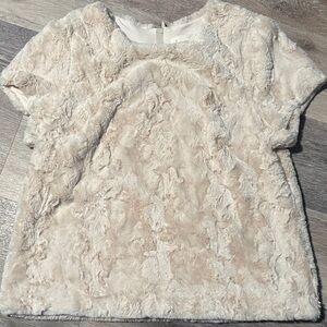 Anthropologie Cream Fuzzy Muscle Tee